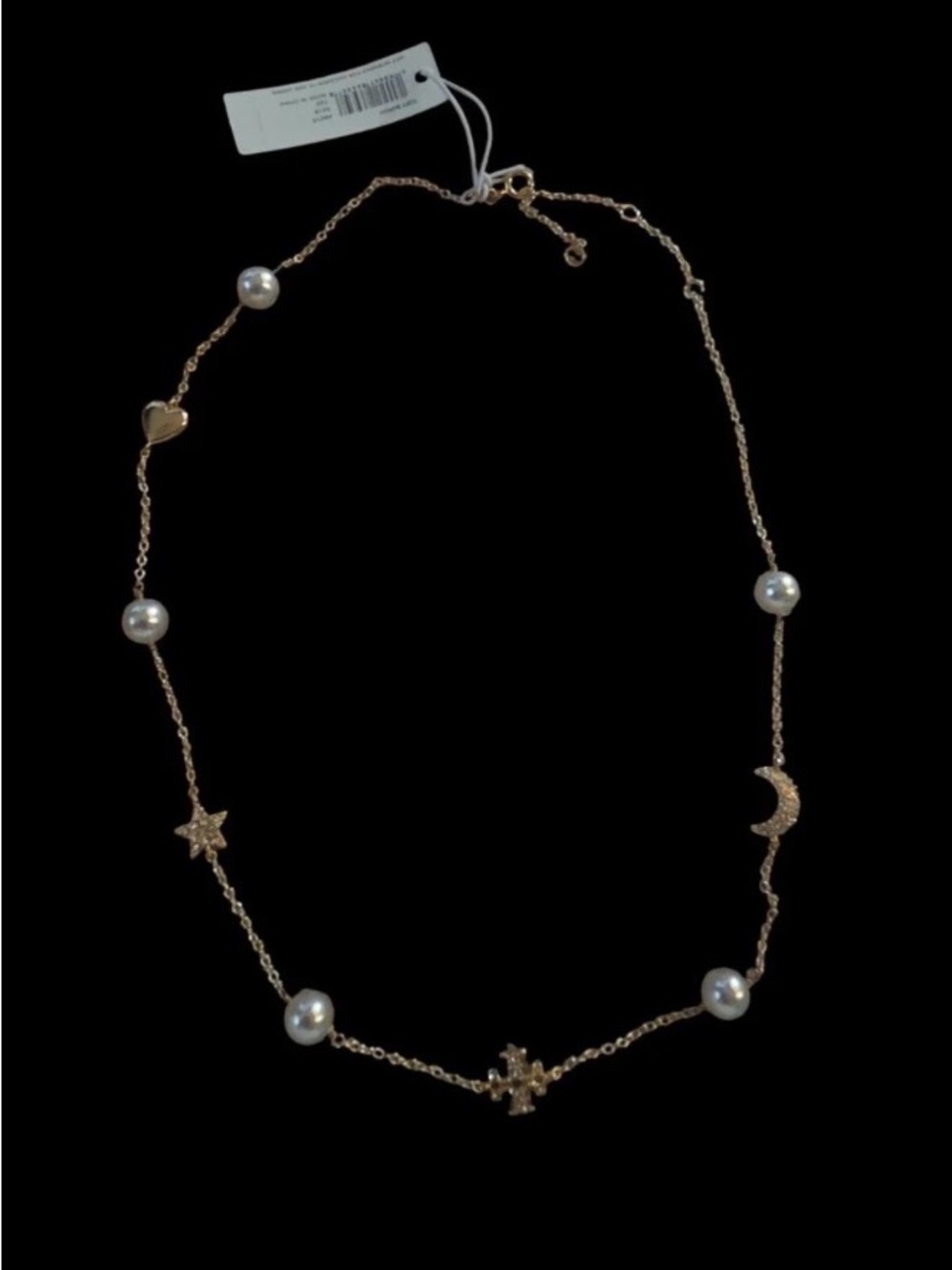 Tory Burch Gold Pearl & CZ Charm Necklace - Women Jewelry - Picture 4 of 4